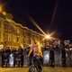 A protester sits in front of riot police minutes before a mandatory, citywide 10 p.m. curfew in Baltimore April 28, 2015, near the CVS pharmacy that was set on fire the day before during violent unrest after the funeral of Freddie Gray.
Andrew Burton/Getty Images